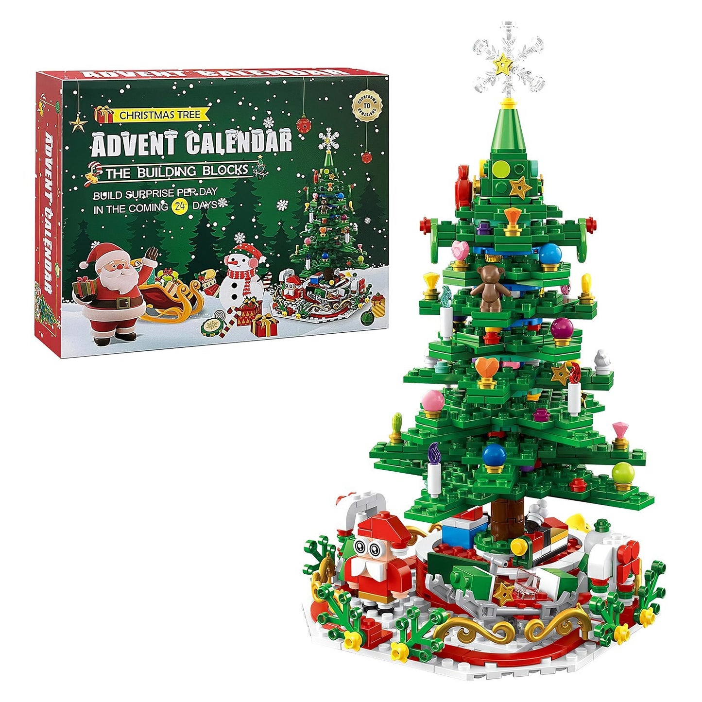 Christmas Tree Building Blocks with LED & Advent Calendar