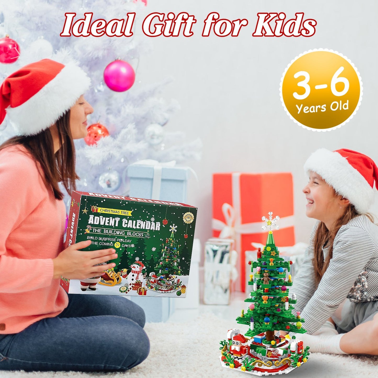 Christmas Tree Building Blocks with LED & Advent Calendar
